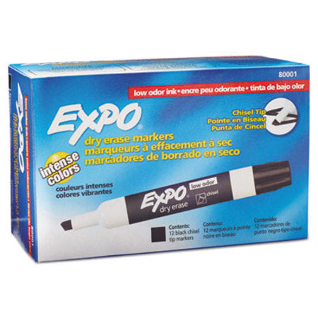 DOZEN: Low-Odor Dry-Erase Marker, Broad Chisel Tip, Black, Dozen