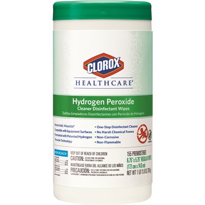 Clorox Healthcare Hydrogen Peroxide Disinfectant Wipes, Unit of Issue: TUB (155 Sheets per tub)