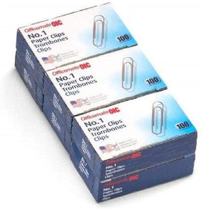 Officemate No.1 Smooth Paper Clips, Pack of 6 Boxes of 100 Clips Each, 600 Clips Total (99911-6PK)