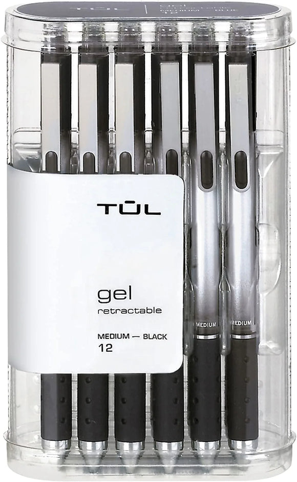 PACK/12: TUL Gel Pens, Retractable, Medium Point, mm, Gray