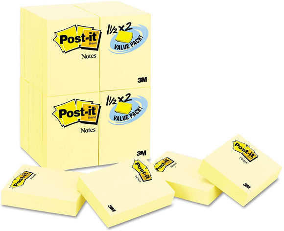 Post-it Mini Notes, 1.5x2 in, 24 Pads, America's #1 Favorite Sticky Notes, Canary Yellow, Clean Removal, Recyclable
