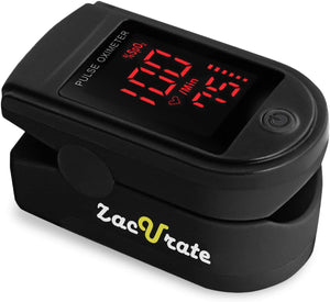 Zacurate Pro Series 500DL Fingertip Pulse Oximeter Blood Oxygen Saturation Monitor with Silicon Cover, Batteries and Lanyard (Royal Black)