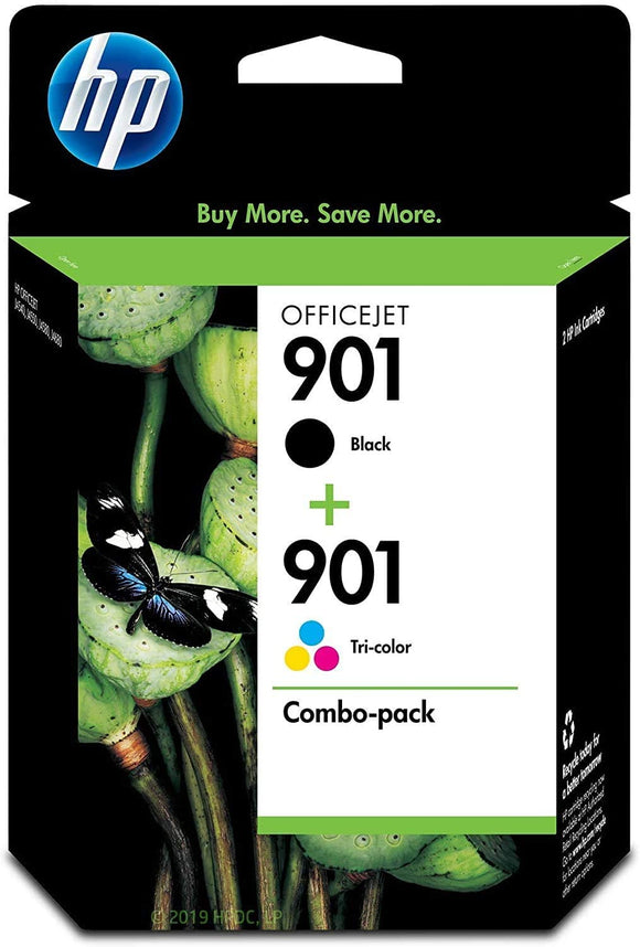 HP 901 | 2 Ink Cartridges | Black, Tri-color | Works with HP OfficeJet 4500