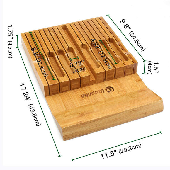 Utoplike In-Drawer Bamboo knife block, Counter Top