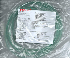 Adult Ultra Soft Oxygen Cannula, green tubing - 7 Ft (Westmed #0556) pk 5
