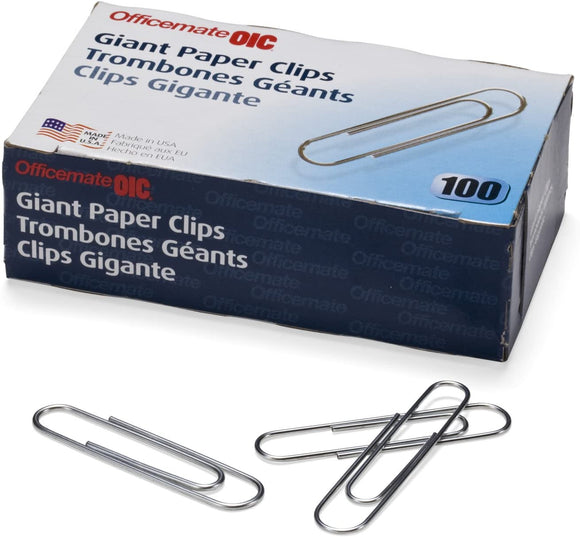 Officemate Giant Paper Clips, Pack of 10 Boxes of 100 Clips Each (1,000 Clips Total)
