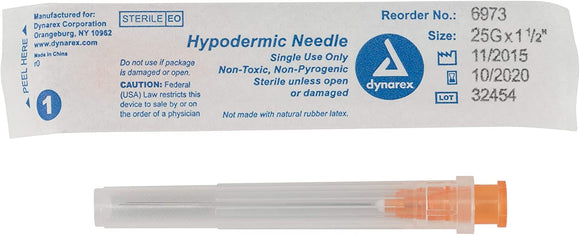 Dynarex, 25Gx1.5inch , Secure Safe Safety Hypodermic Needle Unit of Issue:EACH