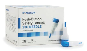 Lancet McKesson Fixed Depth Lancet Needle 1.8 mm Depth 23 Gauge Push Button Activated