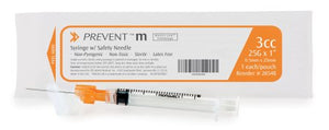 Syringe with Hypodermic Needle McKesson Prevent® M 3 mL 25 Gauge 1 Inch Detachable Needle Sliding Safety Needle 50/Box