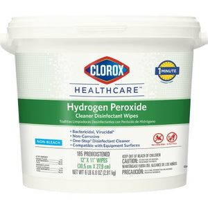 CASE/ 2TUBS: Clorox Healthcare® Surface Disinfectant Cleaner Premoistened Peroxide Based Manual Pull Wipe 185