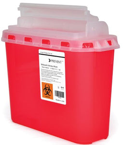 CASE/20: Sharps Container McKesson Prevent® 2-Piece 11 H X 12 W X 4-3/4 D Inch 5.4 Quart Red Horizontal Entry Lid  20/CS