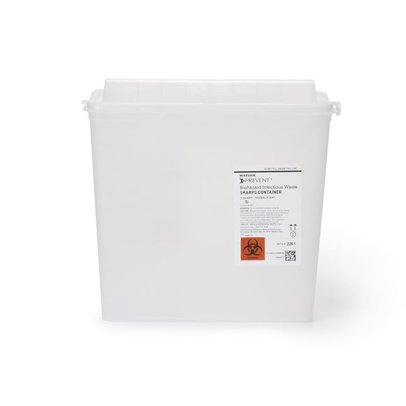 CASE/20: Sharps Container McKesson Prevent® 10-3/4 H X 10-1/2 W X 4-3/4 D Inch 1.25 Gallon