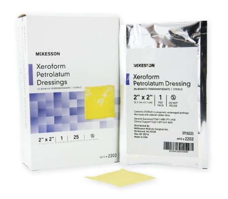 Xeroform Petrolatum Dressing McKesson 2 X 2 Inch Gauze Bismuth Tribromophenate Sterile
