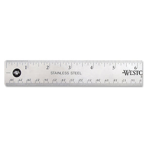 EACH: Stainless Steel Office Ruler With Non Slip Cork Base, Standard/Metric, 12" Long