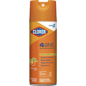 CASE/12: CloroxPro™ 4 in One Surface Disinfectant / Sanitizer Alcohol Based Aerosol Spray Liquid 14 oz. Can Citrus Scent NonSterile