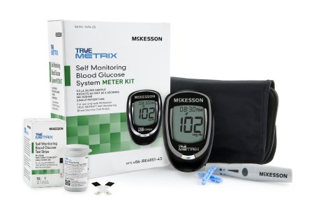Blood Glucose Meter McKesson TRUE METRIX® 4 Second Results Stores Up To 500 Results with Date and Time Auto Coding