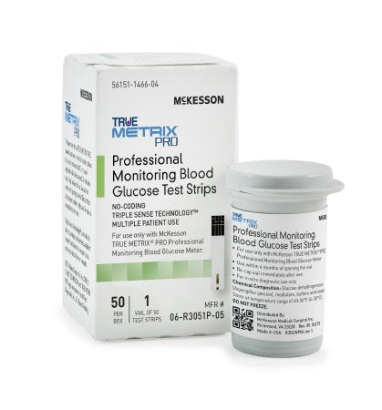 Blood Glucose Test Strips McKesson TRUE METRIX® PRO 50 Strips per Box For McKesson TRUE METRIX® PRO Professional Monitoring Blood Glucose Meter
