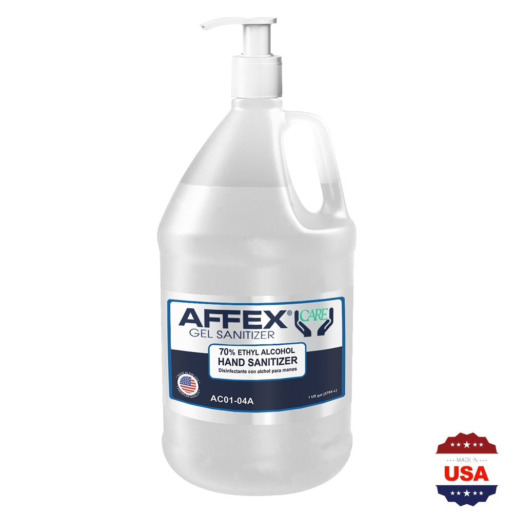 AFFEX Care Gel Hand Sanitizer w/ Aloe 1 Gallon w/ Pumps 70% Ethyl Alco ...