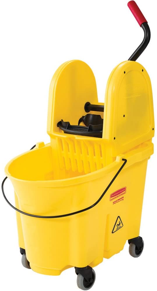 Rubbermaid Commercial WaveBrake 2.0® 35 QT Down-Press Mop Bucket and Wringer, Yellow (FG757788YEL)