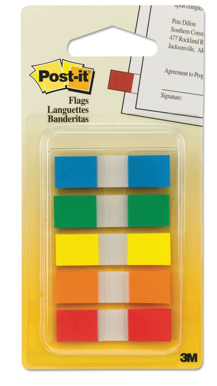 Page Flags in Portable Dispenser, Assorted Brights, 60 Flags/Pack