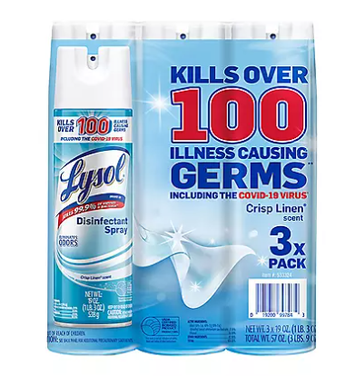 Lysol Disinfectant Spray, Crisp Linen Scent (19 oz., 3 ct.)