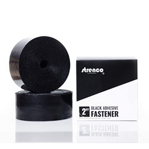 Strenco 2 Inch Adhesive Black Hook and Loop Tape - 5 Yards - Heavy Duty Strips - Sticky Back Fastener