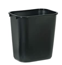 Black Rectangular Wastebasket / Trash Can, 28.25 Qt. / 7 Gallon