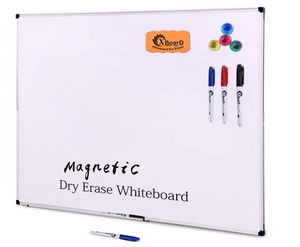 XBoard Double-Sided 36 x 24 Inch Magnetic Dry Erase Board Set - Wall Mounted 3' x 2' Reversible Whiteboard with 1 Dry Eraser & 3 Dry Erase Markers & 4 Push Pin Magnets