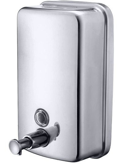 VANNSOO Commercial Soap Dispenser Wall Mount Stainless Steel Manual Liquid Pump Rust-Proof Leak Free for Bathroom (34 fl.oz./1000ml)