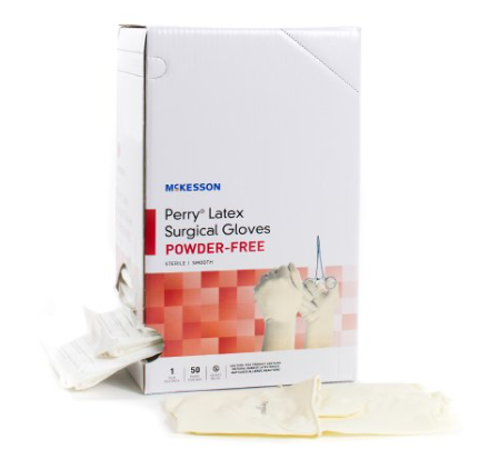 Surgical Glove McKesson Perry® Performance Plus Size 6.5 Sterile Pair Latex Extended Cuff Length Smooth Cream Not Chemo Approved-50/Box