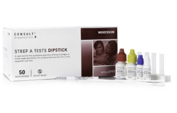 KIT/1: Rapid Test Kit McKesson Consult™ Infectious Disease Immunoassay Strep A Test Throat / Tonsil Saliva Sample 50 Tests