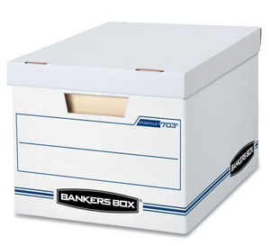 STOR/FILE Basic-Duty Storage Boxes, Letter/Legal Files, 12.5" x 16.25" x 10.5", White/Blue, 12/Carton