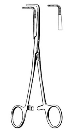 Right Angle Forceps Mixter 5-1/2 Inch Length Surgical Grade Stainless Steel NonSterile Ratchet Lock Finger Ring Handle Straight Serrated Tip