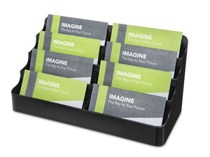 8-Tier Recycled Business Card Holder, Holds 400 Cards, 7.88 x 3.88 x 3.38, Plastic, Black