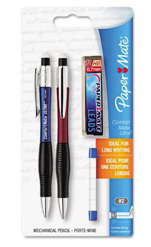 ComfortMate Ultra Pencil Starter Set, 0.7 mm, HB (#2.5), Black Lead, Assorted Barrel Colors, 2/Pack