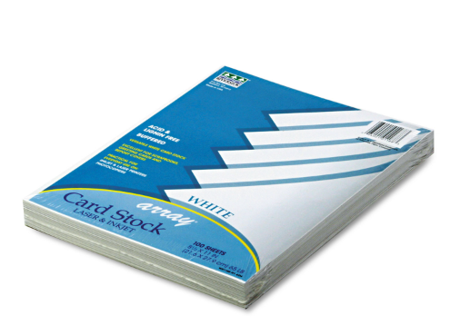 Array Card Stock, 65 lb Cover Weight, 8.5 x 11, White, 100/Pack