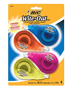 BIC Clean Wite-Out Brand EZ Correct Correction Tape, 4-Count, 5.25 x .75 x 8.125