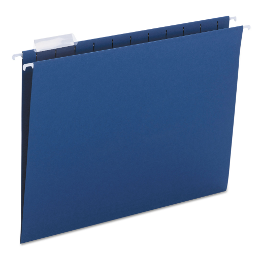 Colored Hanging File Folders with 1/5 Cut Tabs, Letter Size, 1/5-Cut Tabs, Navy, 25/Box