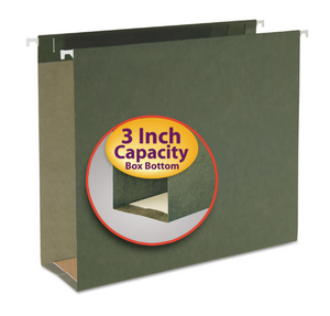 Box Bottom Hanging File Folders, 3" Capacity, Letter Size, Standard Green, 25/Box