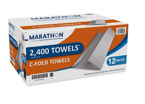 Marathon® C-Fold Paper Towels, White, 2400 Towels Per Case