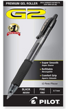 PILOT G2 Premium Refillable & Retractable Rolling Ball Gel Pens, Fine Point, 12 Count