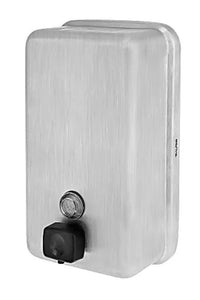 Alpine Vertical Manual Surface-Mounted Liquid Soap Dispenser, 8-1/8"H x 4-13/16"W x 2-13/16"D, Stainless Steel-Each