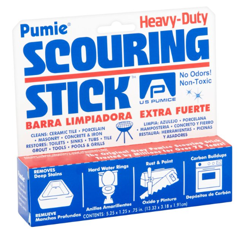 Pumie Scouring Stick, non toxic, removes hard stains, hand held.