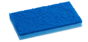 Lavex Janitorial 6" x 3 1/2" Blue Sponge / Blue Light-Duty Scouring Pad Combo - 6/Pack