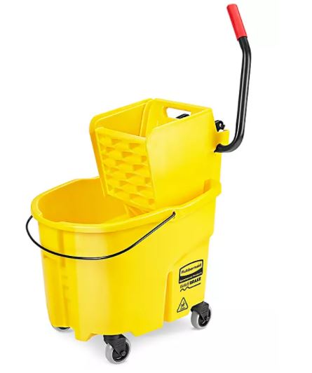 Rubbermaid® WaveBrake® Bucket/Wringer - Side Press, 35 Quart, Yellow-Each with DIRTY WATER BUCKET; Red