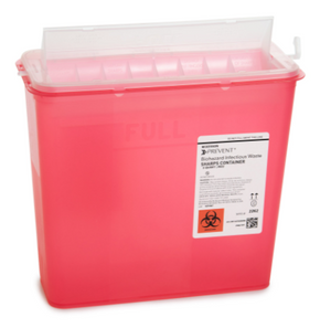 Sharps Container McKesson Prevent® 10-3/4 H X 10-1/2 W X 4-3/4 D Inch 1.25 Gallon Translucent Red Base / Translucent Lid Horizontal Entry-10/BOX