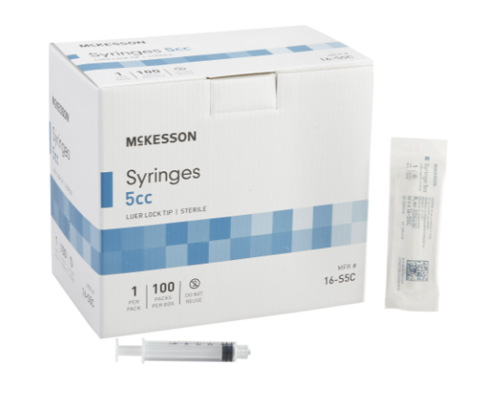 General Purpose Syringe McKesson 5 mL Blister Pack Luer Lock Tip Without Safety-100/BOX