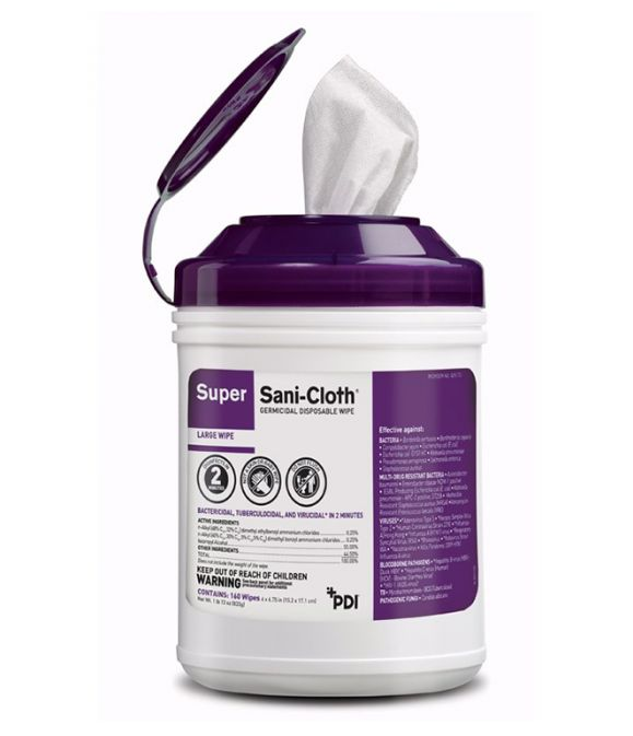 Super Sani-Cloth Q55172 Germicidal Wipes, Canister of 160