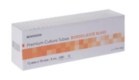 CASE/1000: McKesson Test Tube Round Bottom Plain 12 X 75 mm 5 mL Without Color Co-1000/CASE