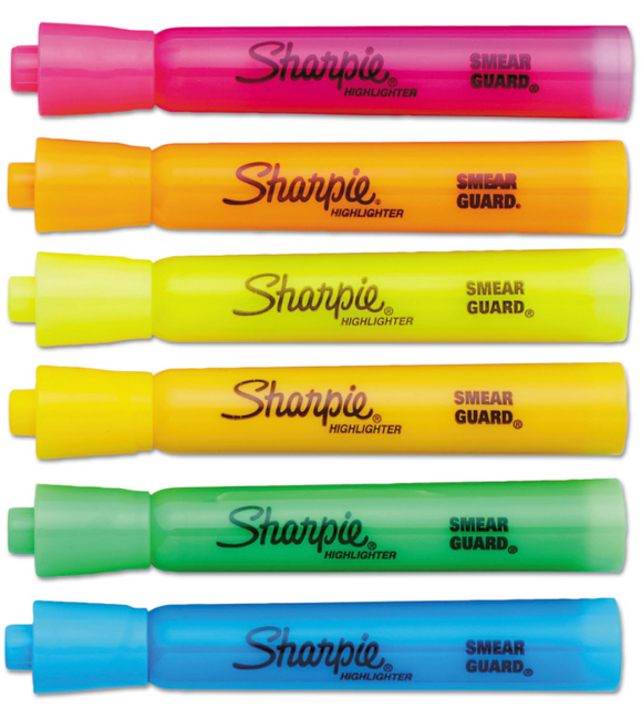 Tank Style Highlighters with Open-Stock Box, Assorted Ink Colors, Chisel Tip, Assorted Barrel Colors, Dozen